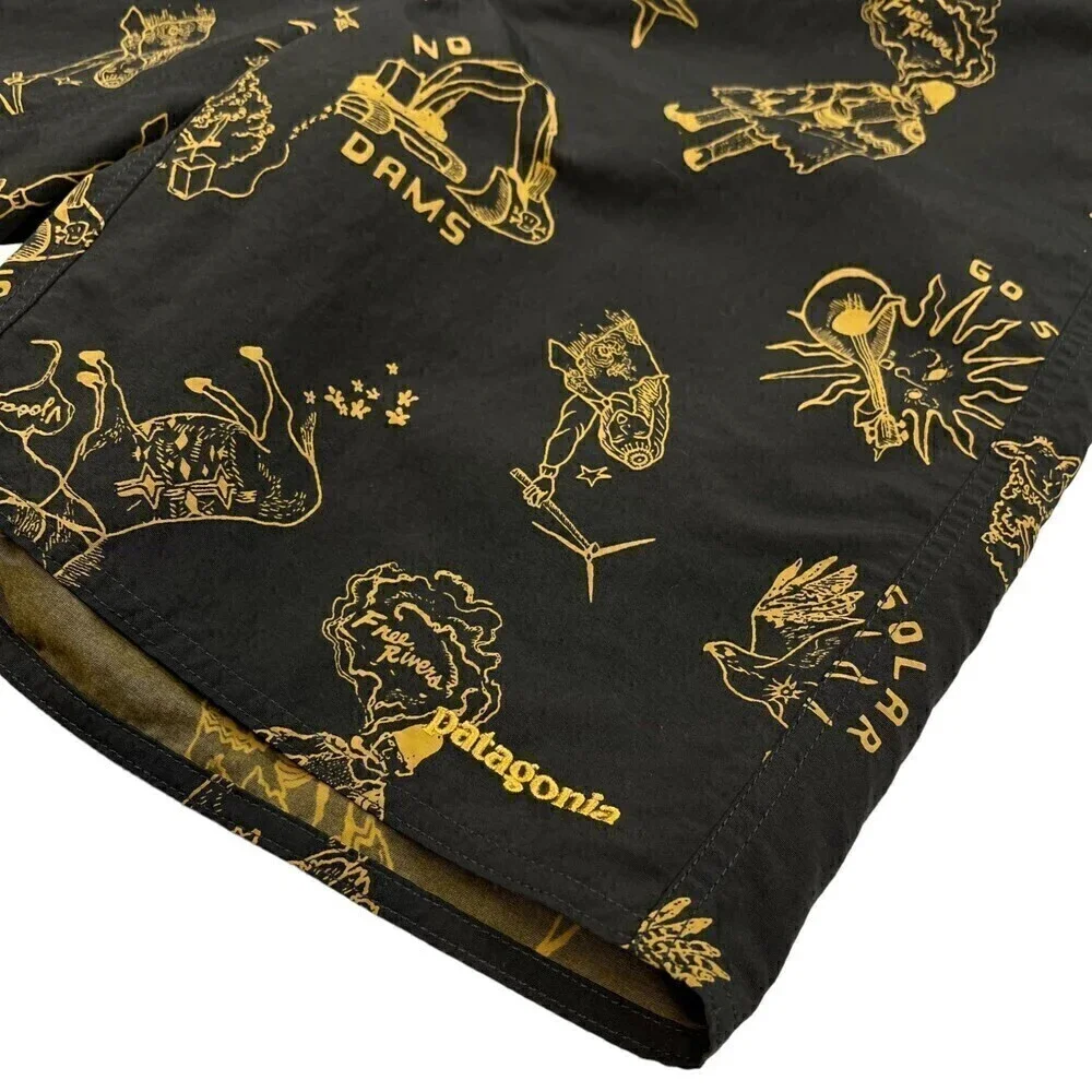 Patagonia Men's Wavefarer No Dams Boardshorts Balkan Bust/Ink Black 32x9